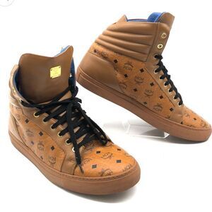 MCM Visetos High Top Sneakers in Honey